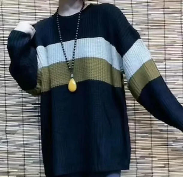 Toloer Toloer New Fashion Loose And Lazy Wind Contrast Color Stripe Soft Waxy Round Collar Fur Autumn Temperament Retro Casual Jacket-Outfit Ideas