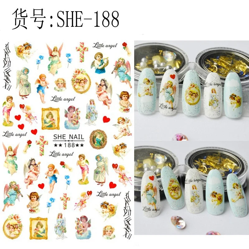 SHE-176 Sunflower Bear Cartoon Rose flower butterfly 3D Back glue Nail decal Nail sticker Nail decoration Nail art Nail ornament-Nail Inspo