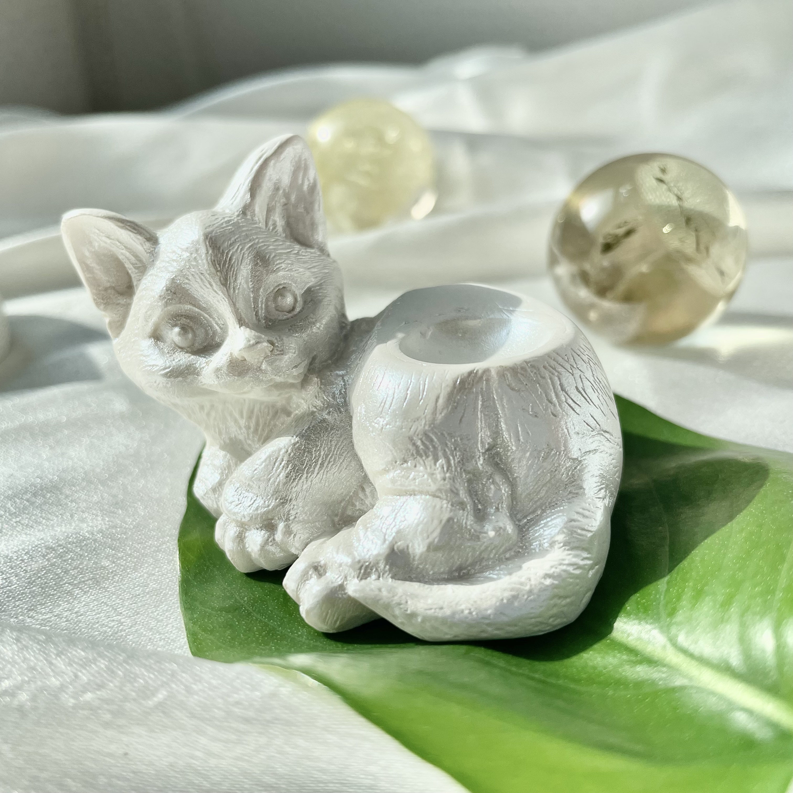 Sound Asleep Kitten Sphere Holder