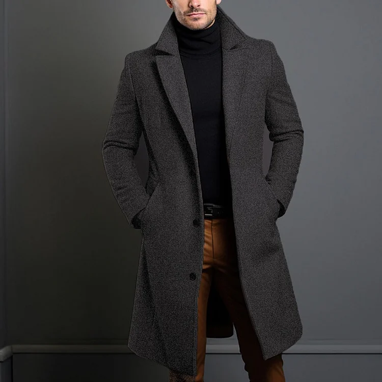 Utbros Men's Solid Polo Neck Slim Fit Mid length Coat