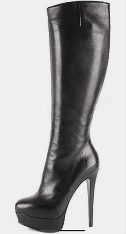 Custom Made Black Women's Fashion Platform Calf Length Boots |FSJ Shoes