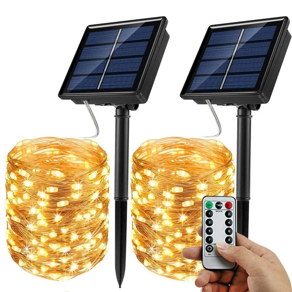 10/20/50/100/150/200/300 LEDs Remote Control USB/Solar Powered String Lights 8 Modes Copper Wire Fairy Lights Lighting for Wedding Christmas