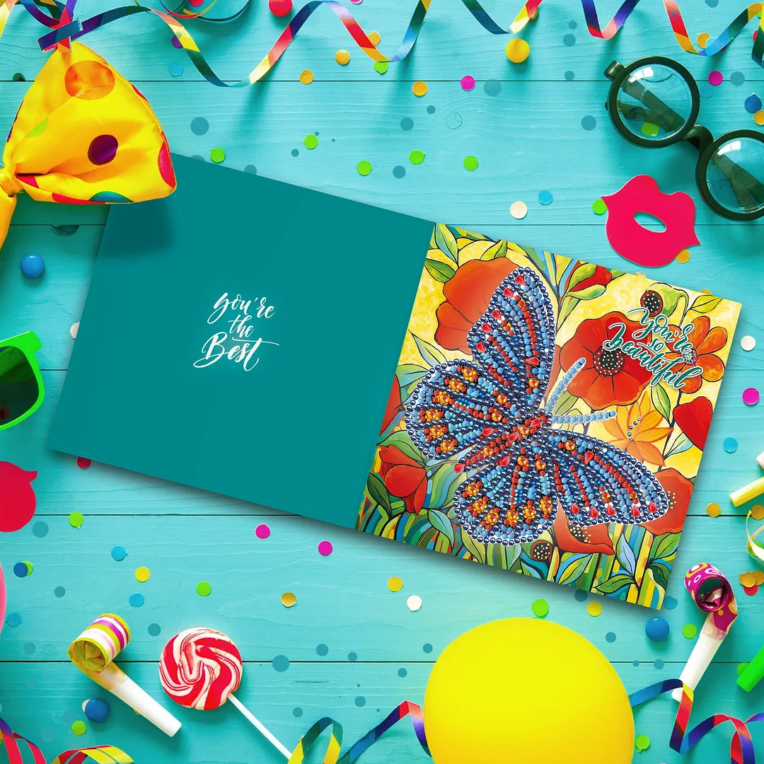 12pcs DIY Diamond Painting Greeting Cards Mosaic Birthday Postcard(15*15cm)