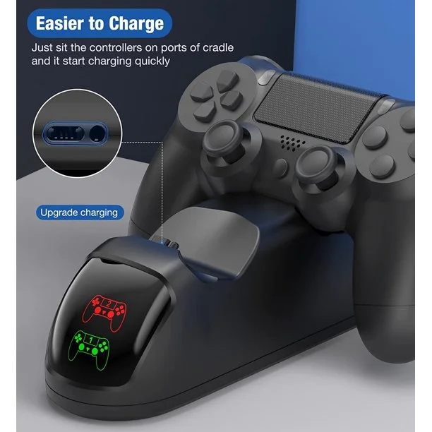 DinoFire PS4 Controller Charger Station, Wireless Dualshock Charging station with Fast 2 Charging Port for Playstation 4