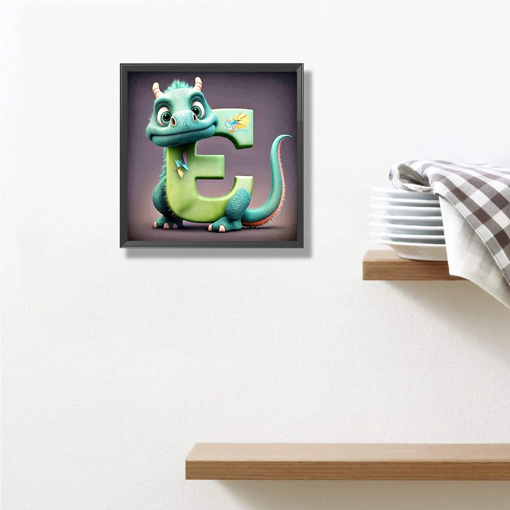 Diamond Painting - Full Round Drill - Dinosaur Letter E(30*30cm)