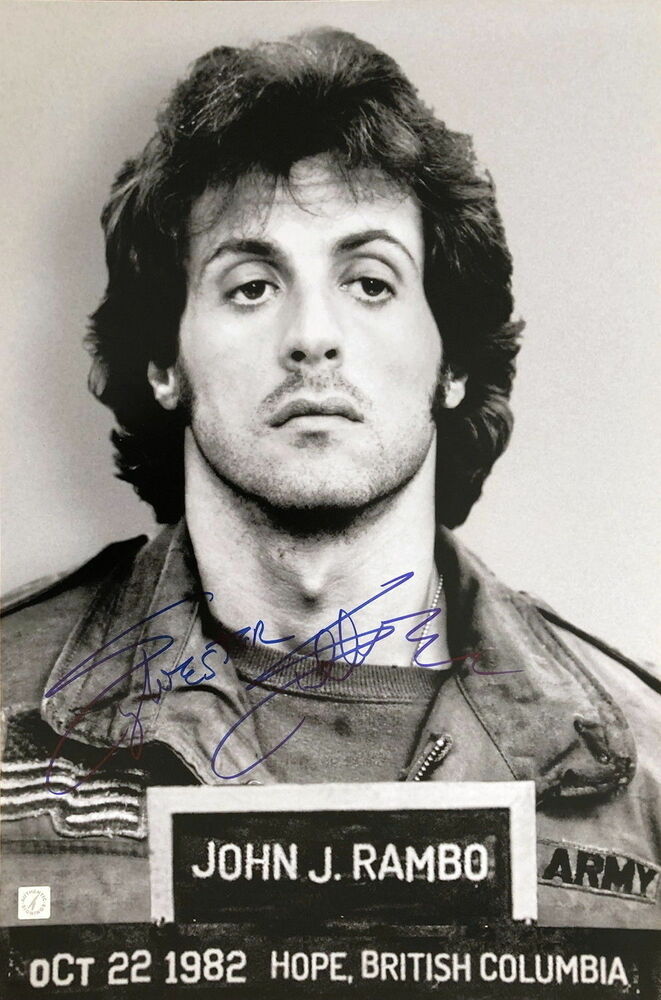 Sylvester Stallone Autographed RAMBO FIRST BLOOD Mugshot 16x24  Photo Poster painting ASI Proof