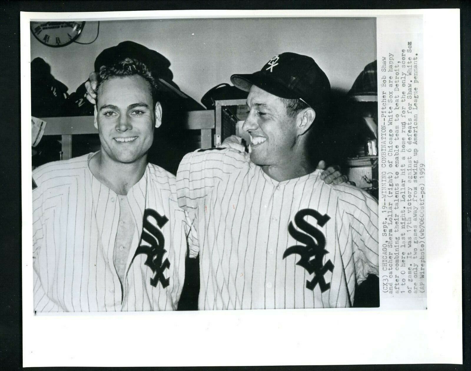 Sherm Lollar & Bob Shaw 1959 Press Photo Poster painting Chicago White Sox