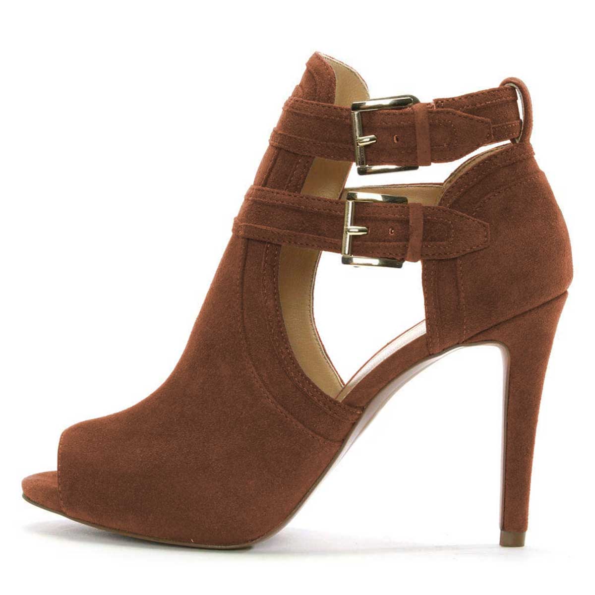 Green Open Toe Strap Sandals Suede Heels Boots