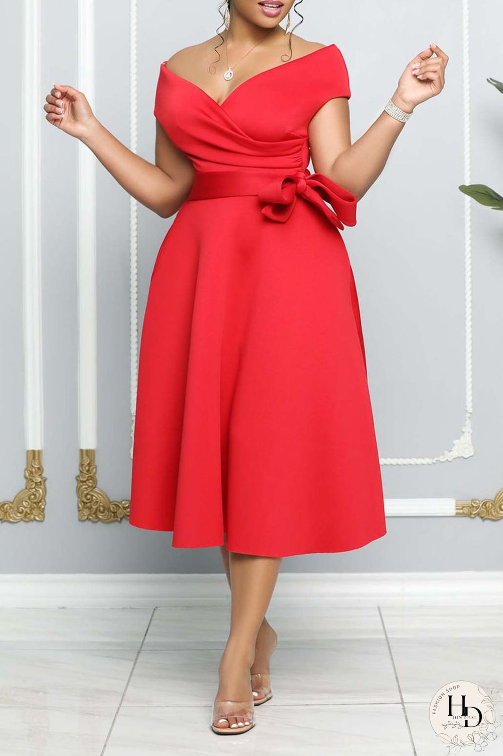 White Elegant Solid Patchwork Off the Shoulder A Line Dresses