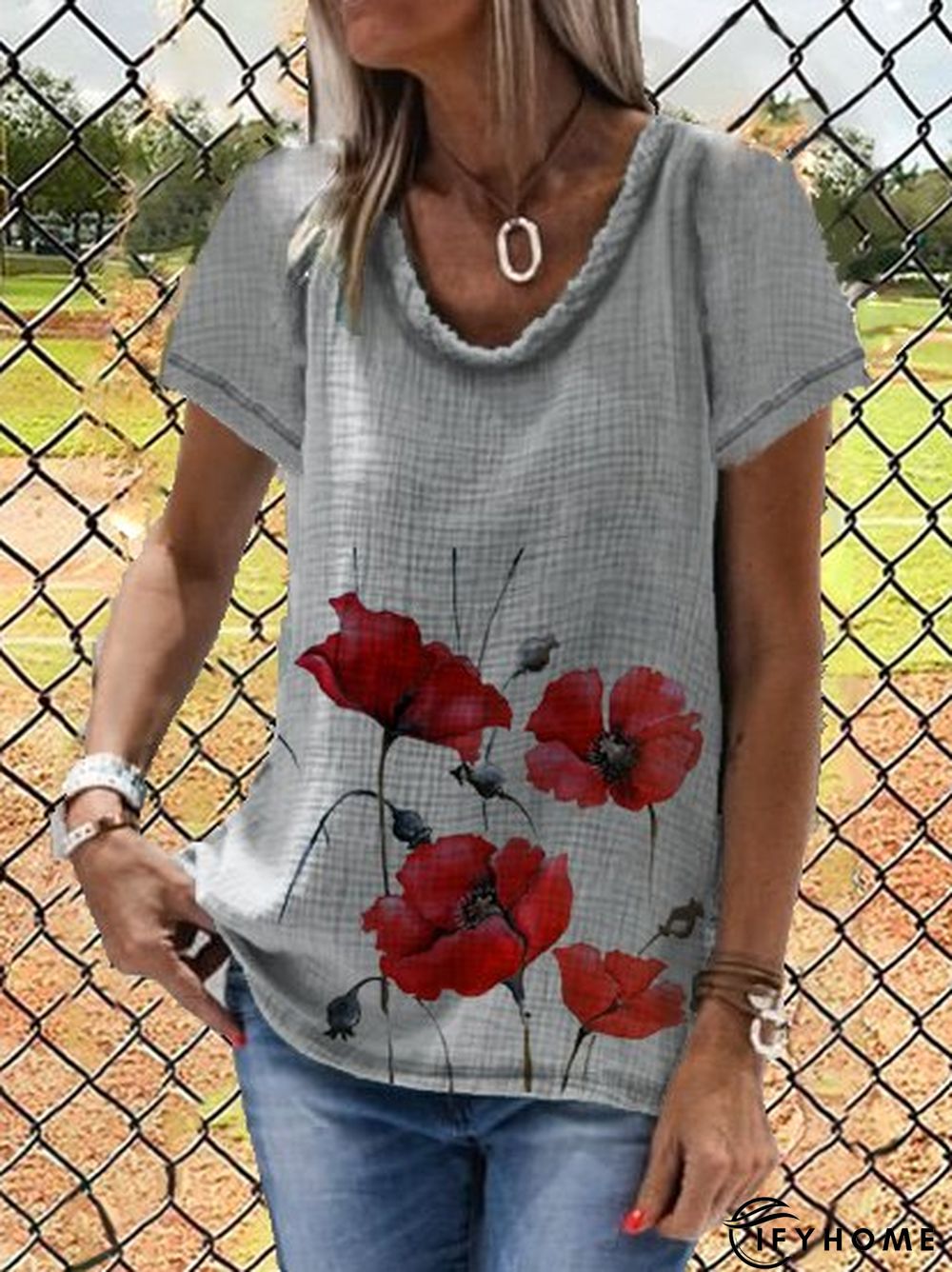 Casual Short Sleeve Shift T-shirt | IFYHOME