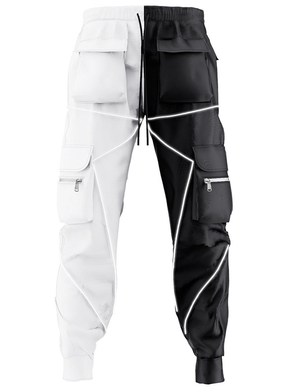 Punk Street Fashion Pockets Lines Industrial Pants