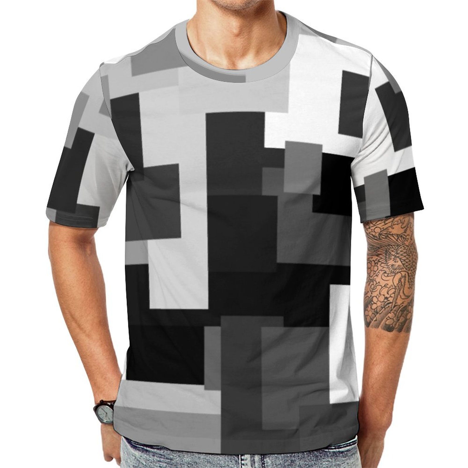 Trendy Digital Camouflage In Teal Black And Gray Short Sleeve Print Unisex Tshirt Summer Casual Tees for Men and Women Coolcoshirts