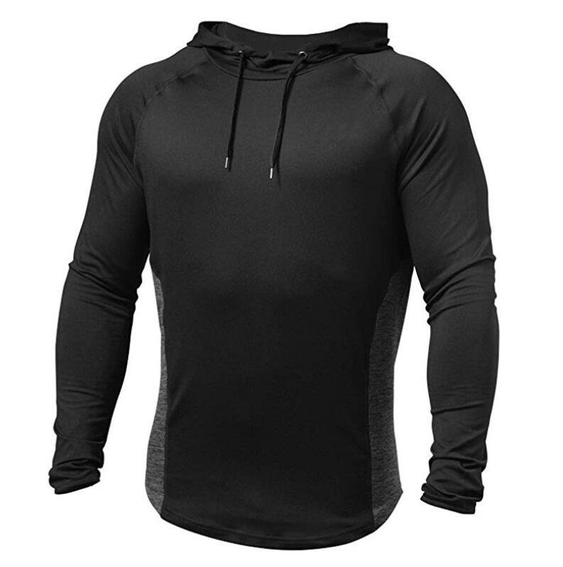 Men's solid color quick-drying fitness hoodie