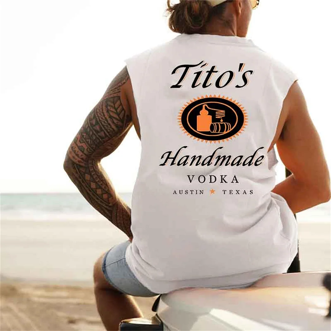  Handcrafted Vodka Themed Sleeveless Tee for Summer Beach Days