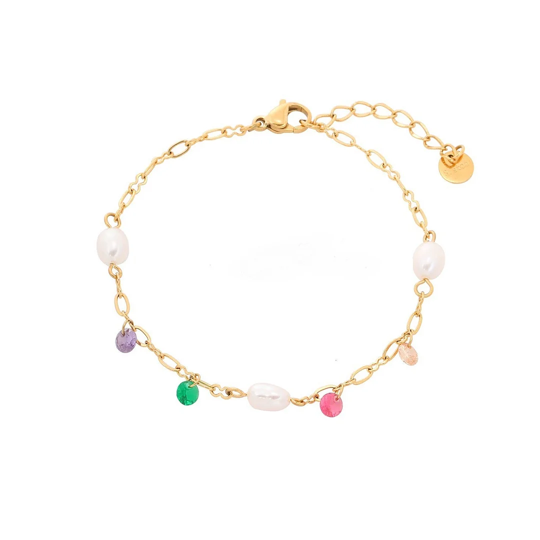 Color Diamond Pearl Titanium Steel Bracelet
