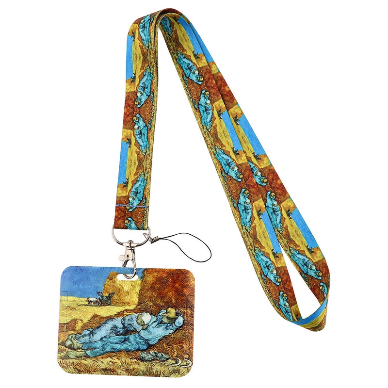Art Style Van Gogh Lanyard Card Cover Student School Card Bus Pass Shuttle Card Access Control Card Double-sided Printed Mobile Phone Strap