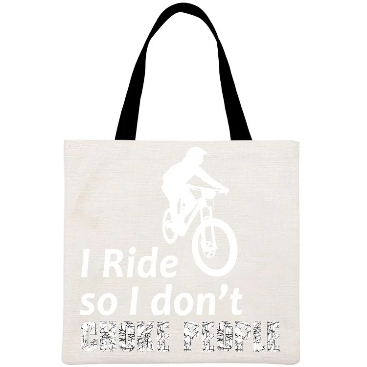 I Ride So I Don't Choke People Funny Cycling Printed Linen Bag-Annaletters