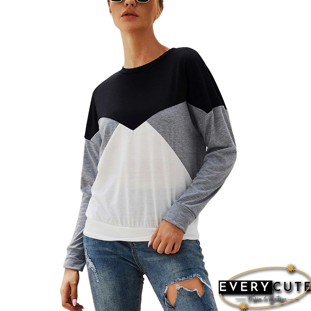 Black Colorblock Long Sleeve T Shirt