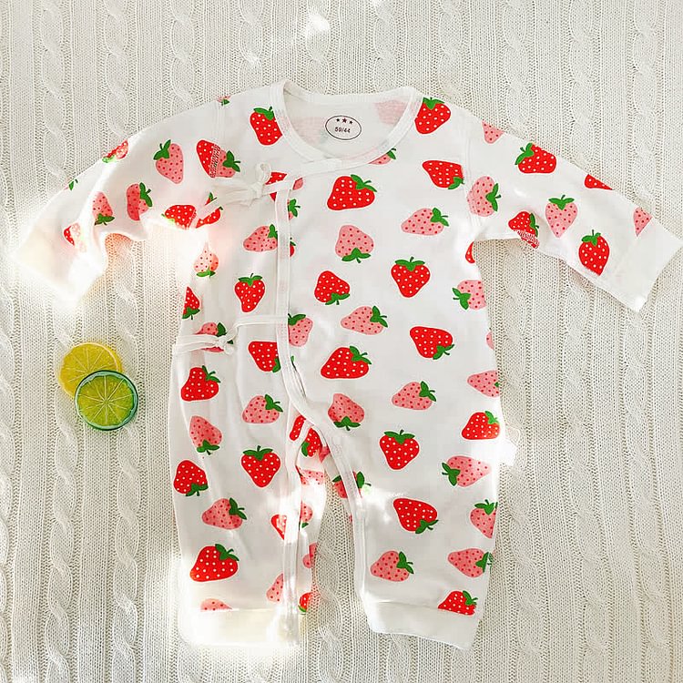 Baby Newborn Strawberry Seamless Kimono Romper
