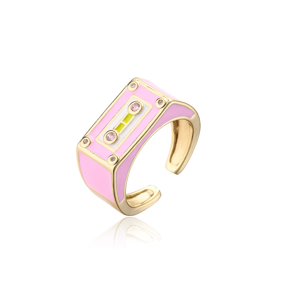 IG Style Women Geometric Copper Inlay Rings
