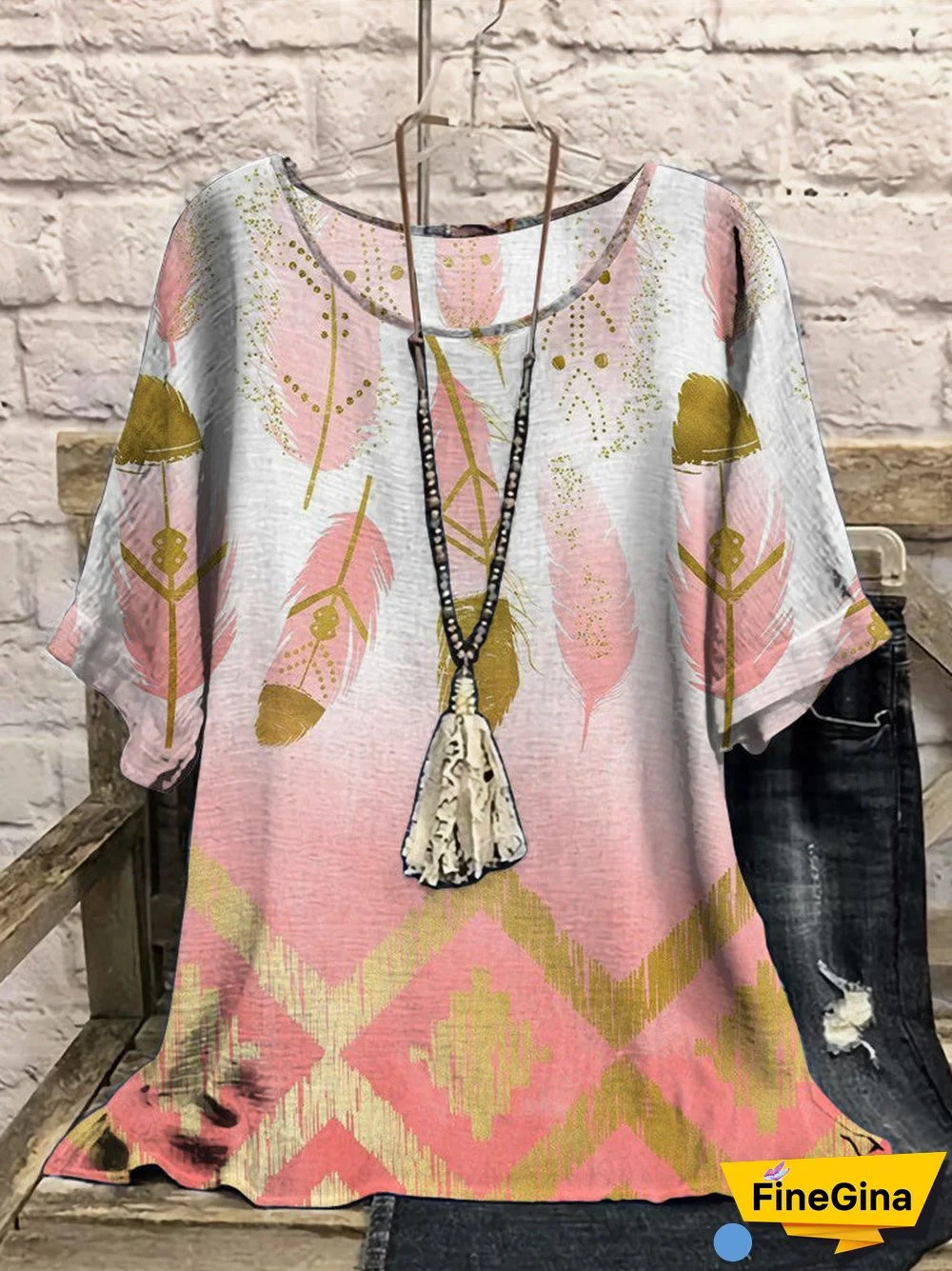 Women Short Sleeve Scoop Neck Printed Colorblock Women Tops
