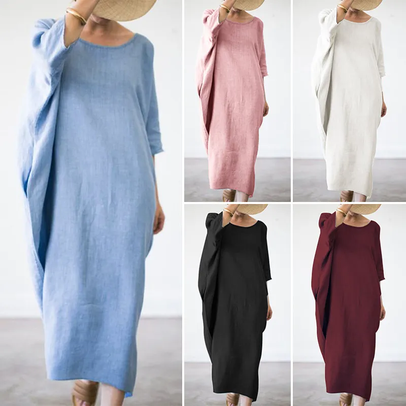 Loose Bat Cotton Linen Increased Thickening and Fattening Dress