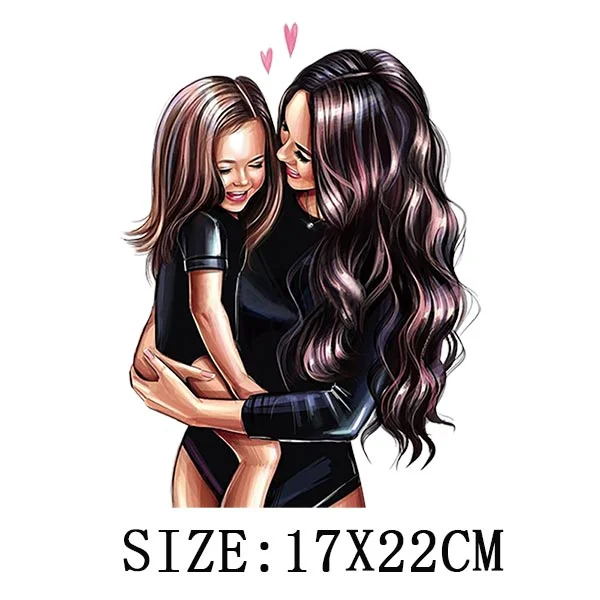 Mom&Baby Thermal Sticker On T-shirt DIY Washable Iron On Transfer For Clothing Loveful Design On Parent-children Clothes Patches