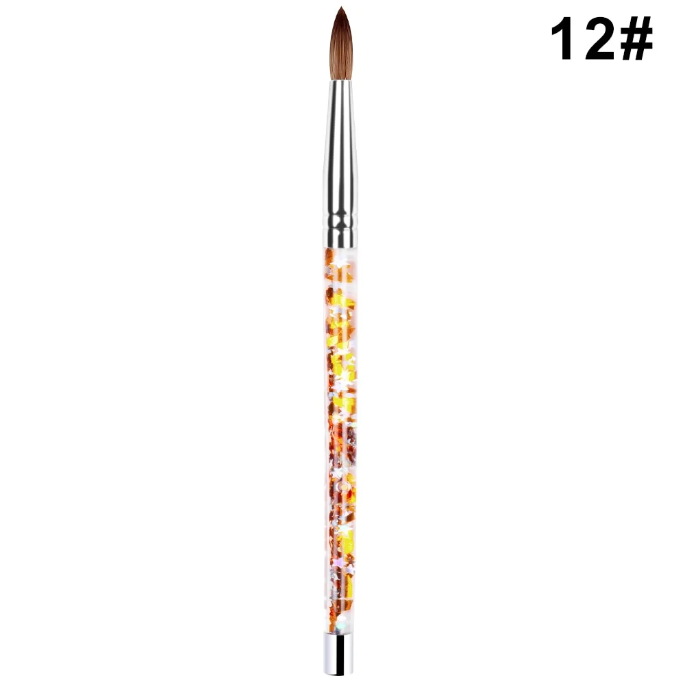 1PC Crystal Acrylic Nail Art Brush No 8/10/12/14 UV Gel Carving Pen Brush Liquid Powder DIY Nail Drawing Liquid Glitter Handle-Nail Inspo