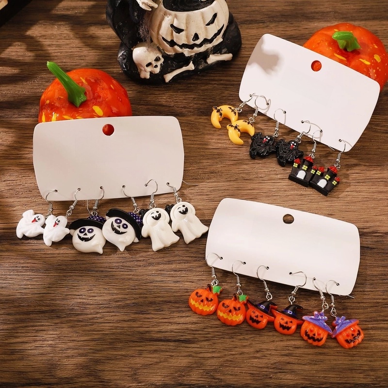 1 Set Halloween Minimalist Classic Style Pumpkin Enamel Resin Drop Earrings