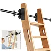 20FT Sliding Library Ladder Hardware Kit Floor Roller with Brake Telescopic Top Hook Sliding Track Kit with Complete Hardware Set (No Ladder) Indoor Moving Track for Home Office Loft