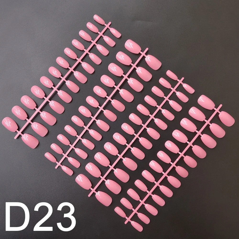 10 Sets Short Coffin Shape False Nail Tips In Same Color 24 Pieces/Set 10 Sizes Press on Fake Nails Manicure Finger Nail Tips-Nail Inspo