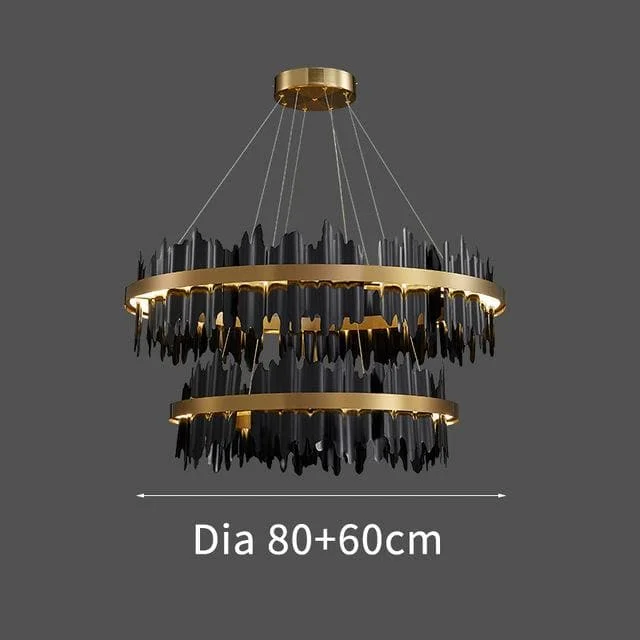 Double Ring Metal Chandelier Modern Living Room Light Fixture Vjlight