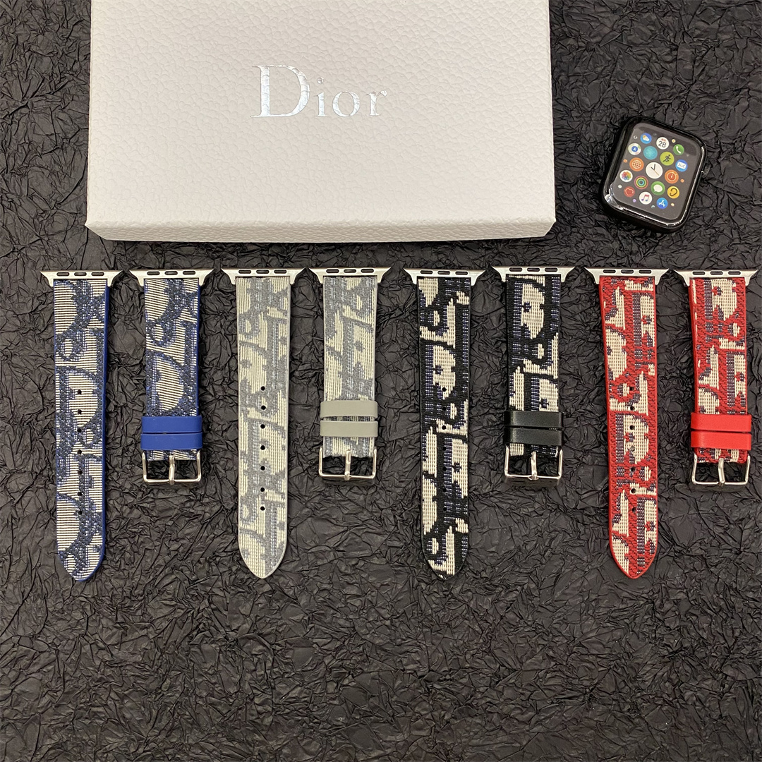 Christian Dior Premium Jacquard Fabric Apple Watch Full Series Replacement Straps