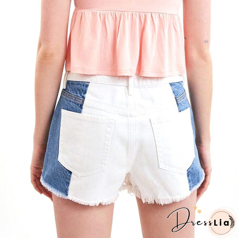 Women Stitched High Stretch Mid Waist Denim Shorts