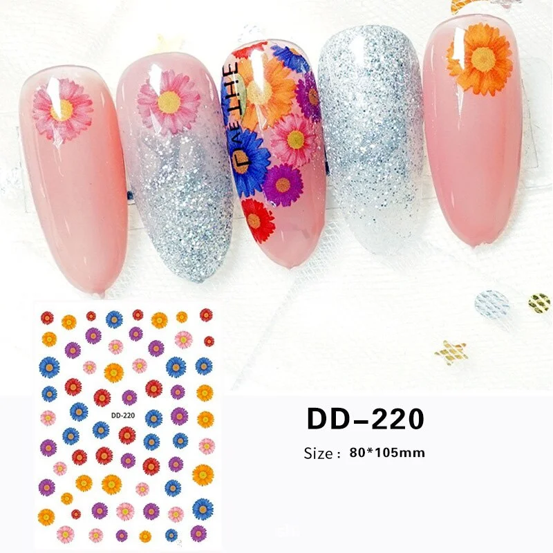 3D Rose Flowers Butterfly Sticker Sliders for Nails Elegant Leaf Floral Design Decals DIY Nail Art Decorations