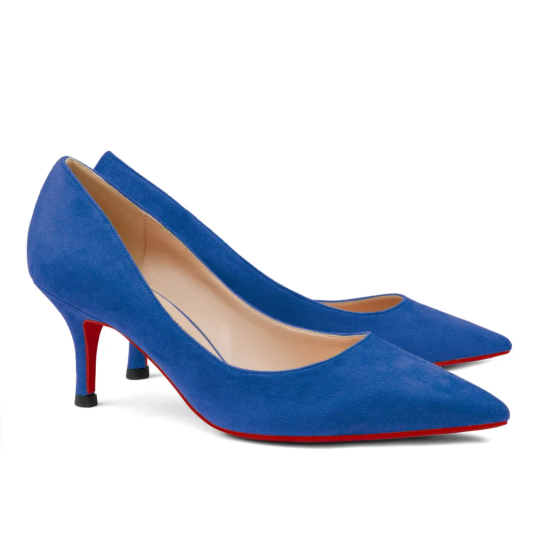 60mm Kitten Red Soles Heels Summer Daily Suede Pumps-vocosishoes