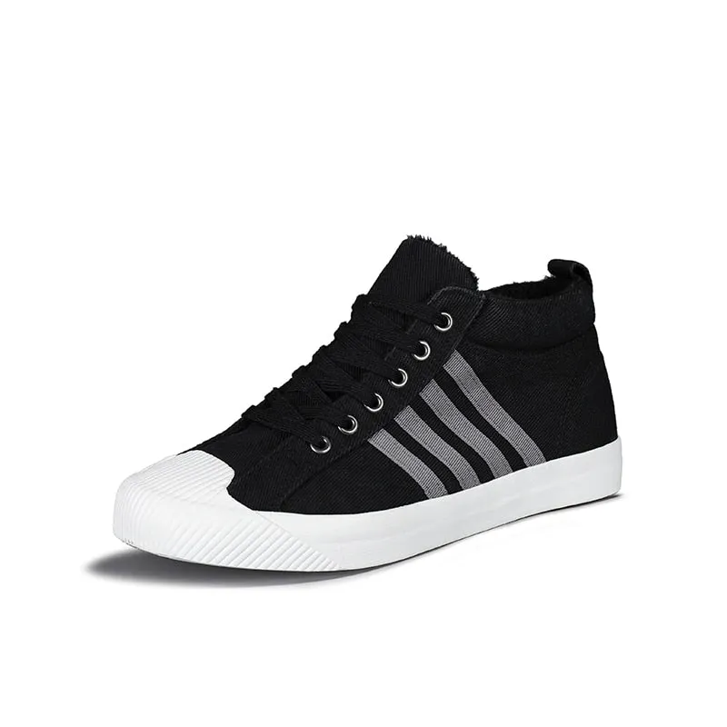 Winter New Men Canvas Shoes Quality Breathable Hard-wearing Sneakers Comfort Plush Warm Lined Footwear Fashion Casual Lace-up