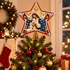 DIY Diamond Painting Christmas Tree Topper Star, Acrylic Holiday Tree Top Decoration with Spring Base, Removable Tabletop Christmas Decor