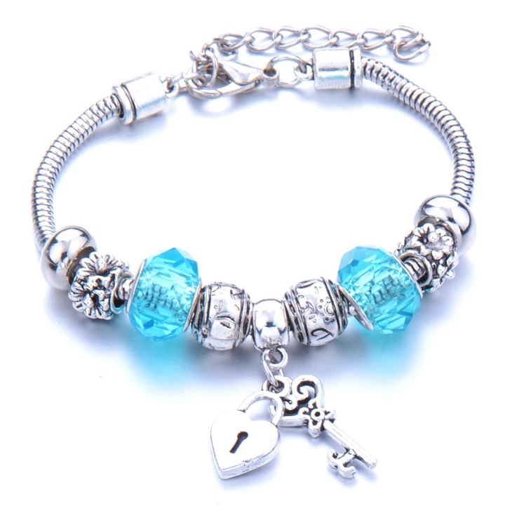 Adjustable Size Diamond Bracelet Diy Resin Beads Bracelet Butterfly Glass Large Hole Beads Beaded Bracelet Ladies