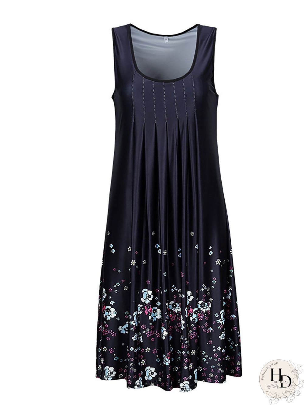 Casual Painted Sleeveless Crew Neck Casual Dresses