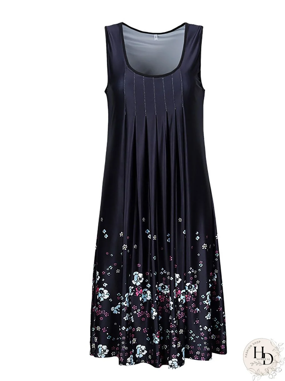 Casual Painted Sleeveless Crew Neck Casual Dresses