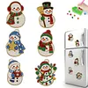 6PCS Snowman DIY Pearl Diamond Painting Christmas Fridge Magnets, Sparkling Rhinestone Refrigerator Magnet Craft Kit for Home Decor & Gifts