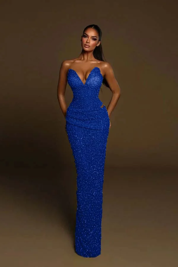Luxurious Green Beaded Pearls Sheath Prom Dress ZT0662