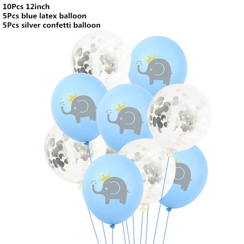 10Pcs 12inch Cartoon Latex Balloons Children Birthday Party Decoration Blue Pink Elephant Baby Shower Balloons Decorations Favor