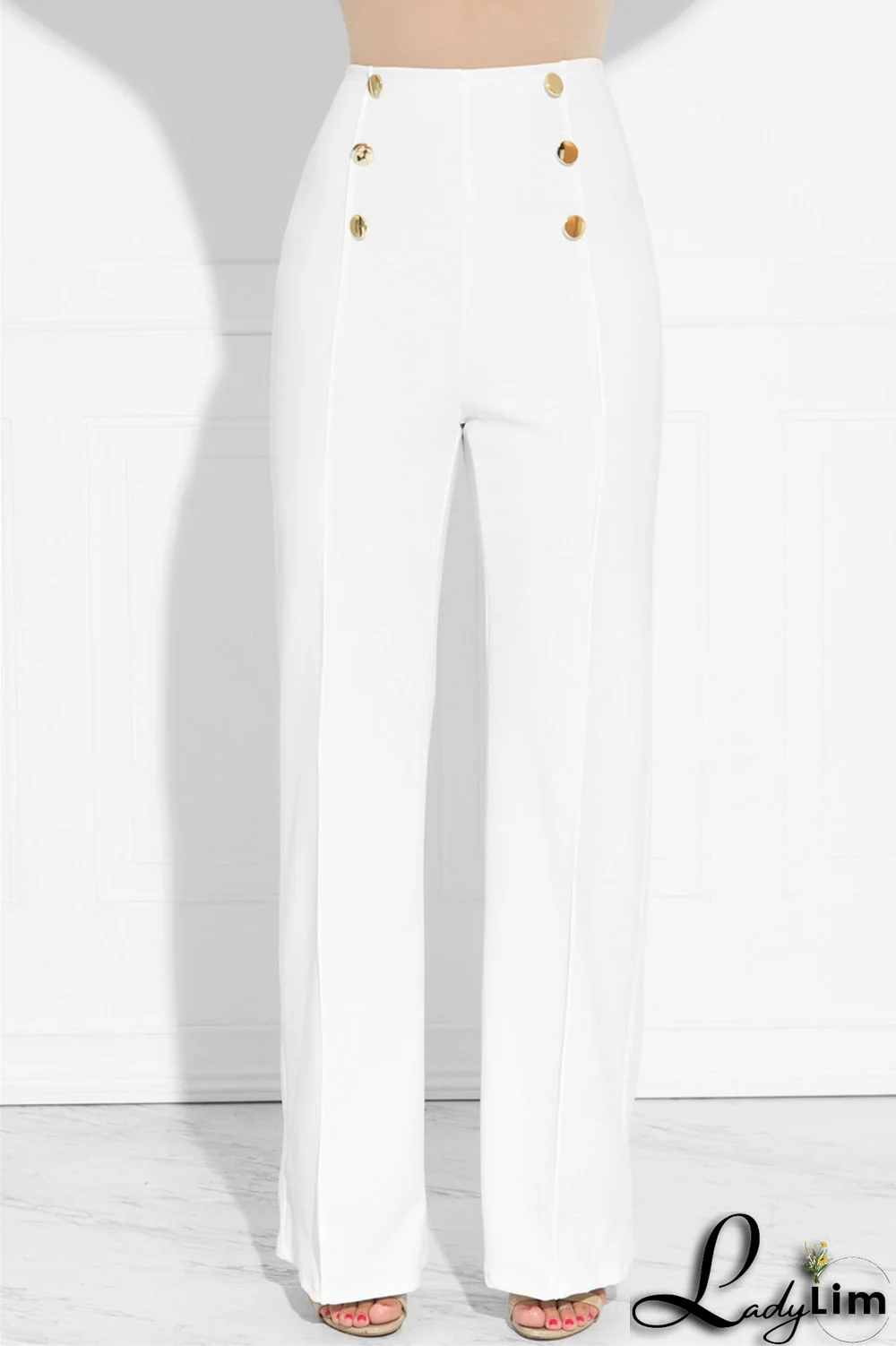 Rose Red Fashion Casual Solid Patchwork Regular High Waist Trousers