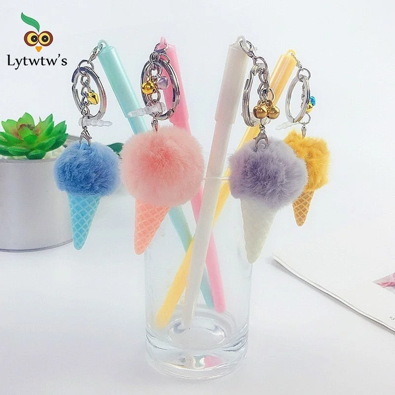 1 Pcs Gel Pen Ice Cream Cone Pendant Kawaii Cute Stationery Office School Supplies Lovely Sweet Pretty creative Korea japanese