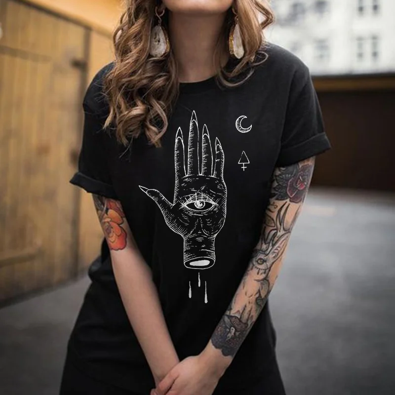 Devil Hand Printed Women's T-shirt -  