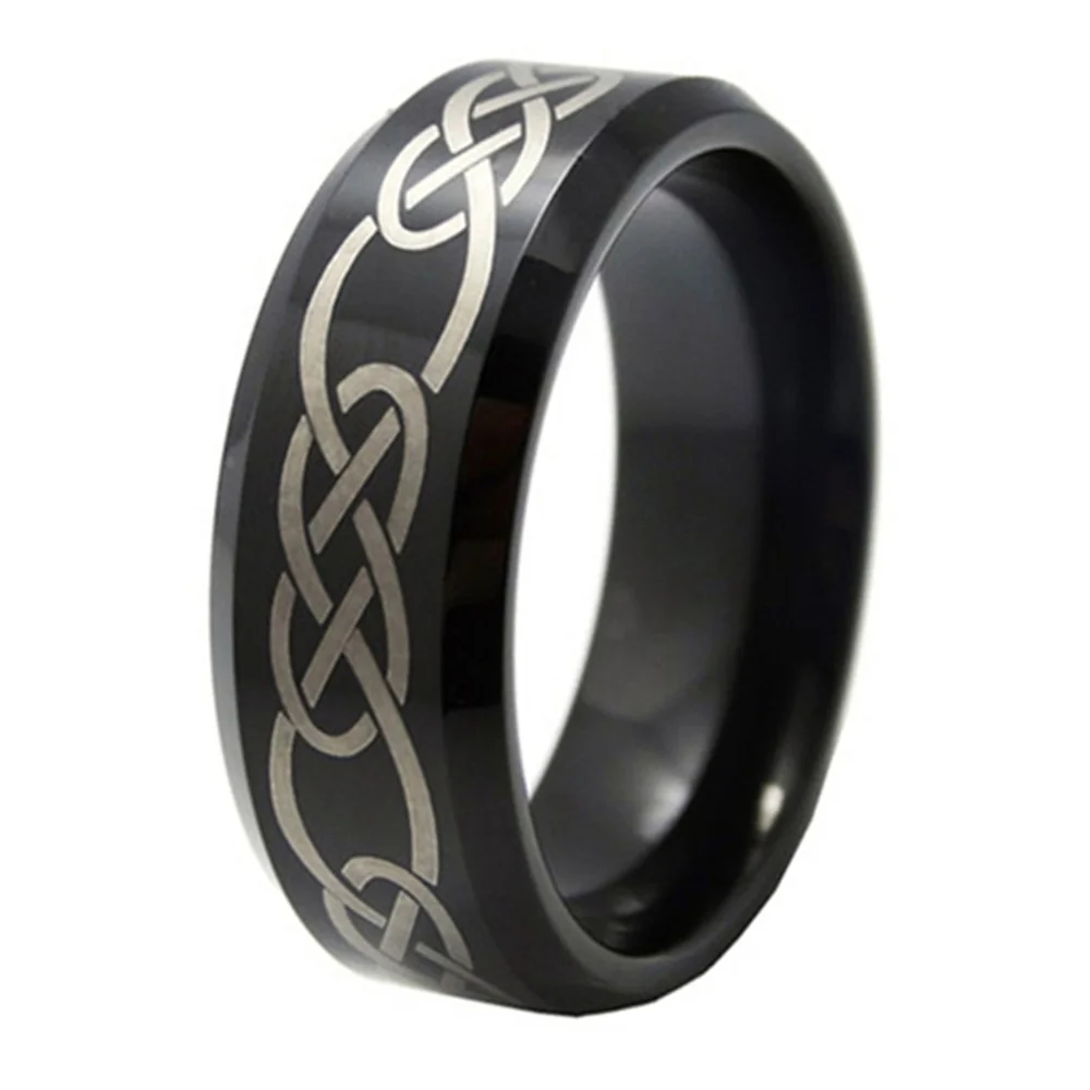 6MM 8MM Black Tungsten Carbide Celtic Jewelry Wedding Band Rings