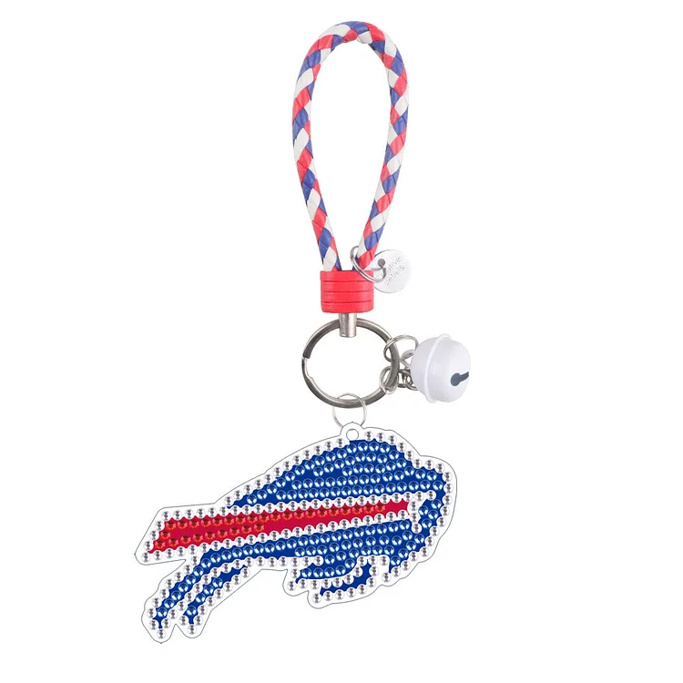 【Key-chain】DIY Crystal Diamond Key Rings Handmade Rugby Badge Double Sided Hanging Ornament gbfke