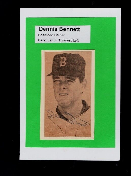 1967 DENNIS BENNETT-BOSTON RED SOX AUTOGRAPHED Photo Poster painting -(d.2012)